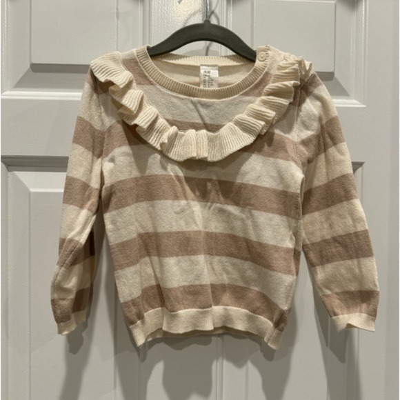 H&M stripe knit sweater cream and tan size 12-18 months - Picture 1 of 4